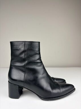 Margaux Downtown Boot Black Leather Ankle Boots Block Heel 40